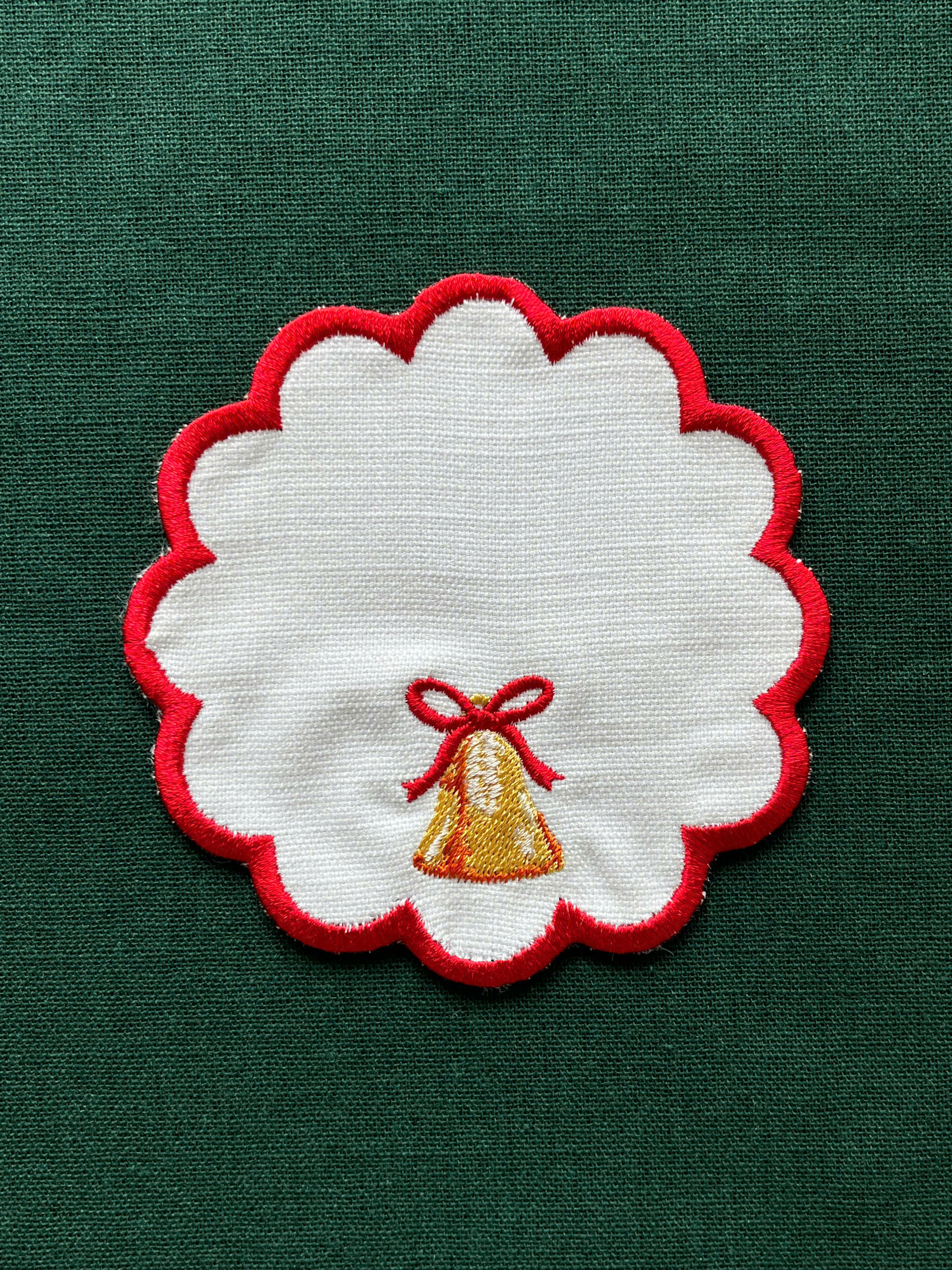 Christmas Motif Embroidered Cocktail Napkin - Set of 4