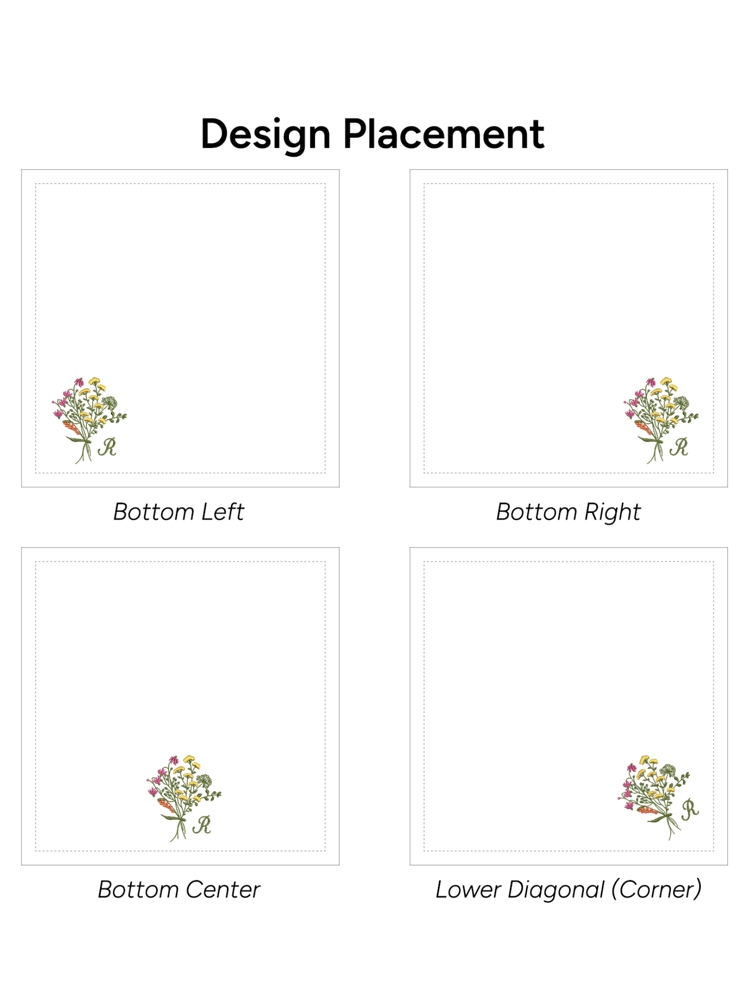 Wildflower Embroidered Napkin - Set of 4 - Customizable
