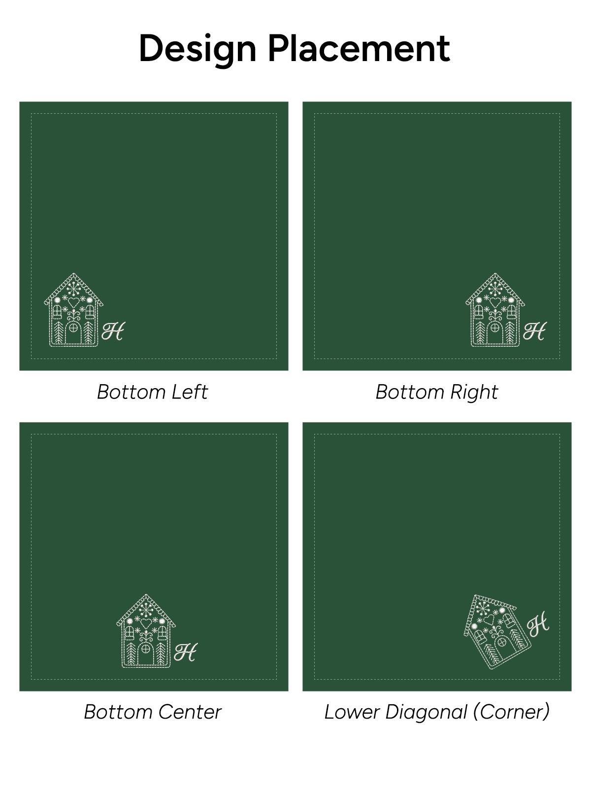 Gingerbread House Embroidered Napkin - Set of 4 - Customizable
