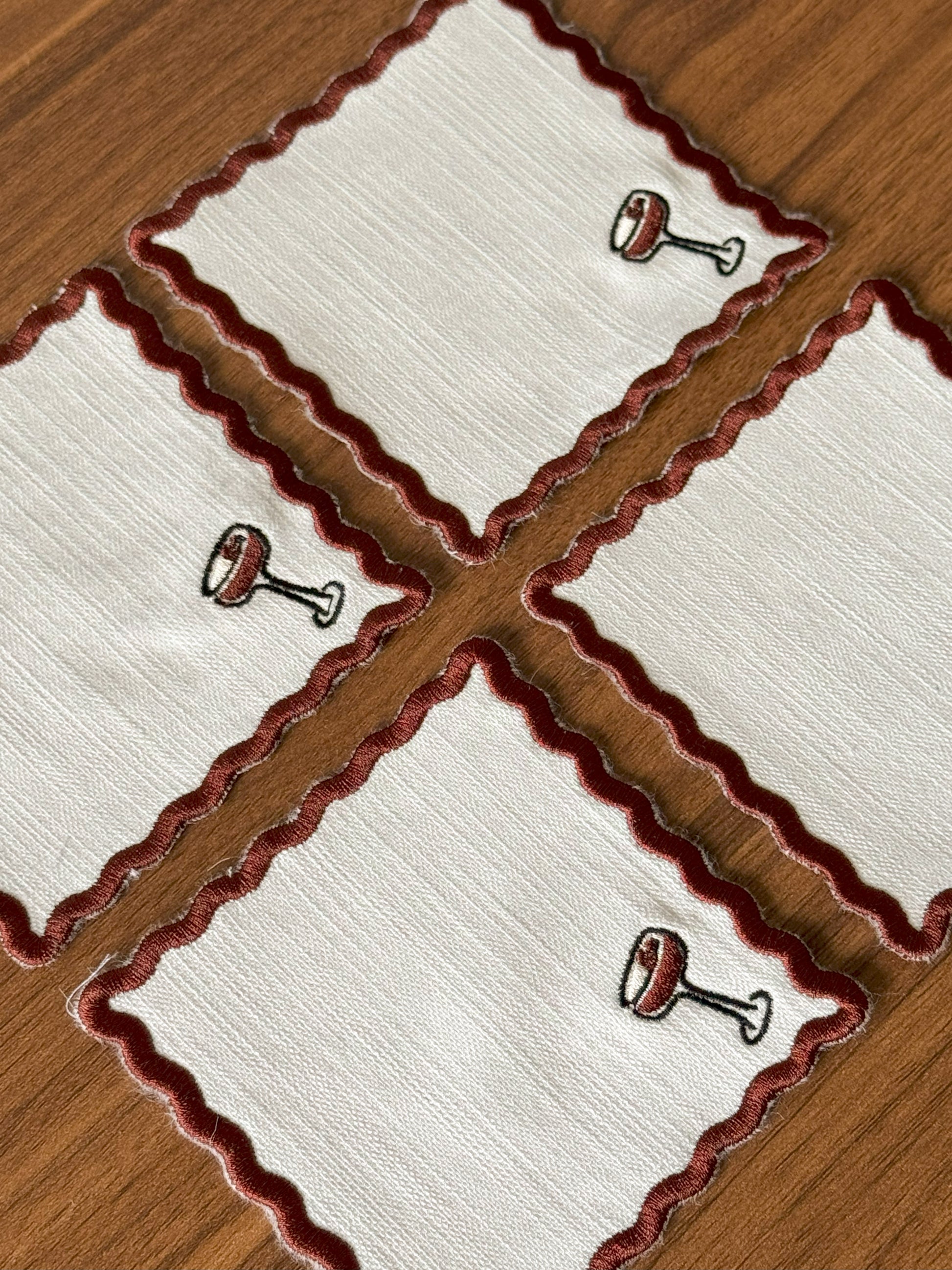 Espresso Martini Embroidered Cocktail Napkin - Set of 4