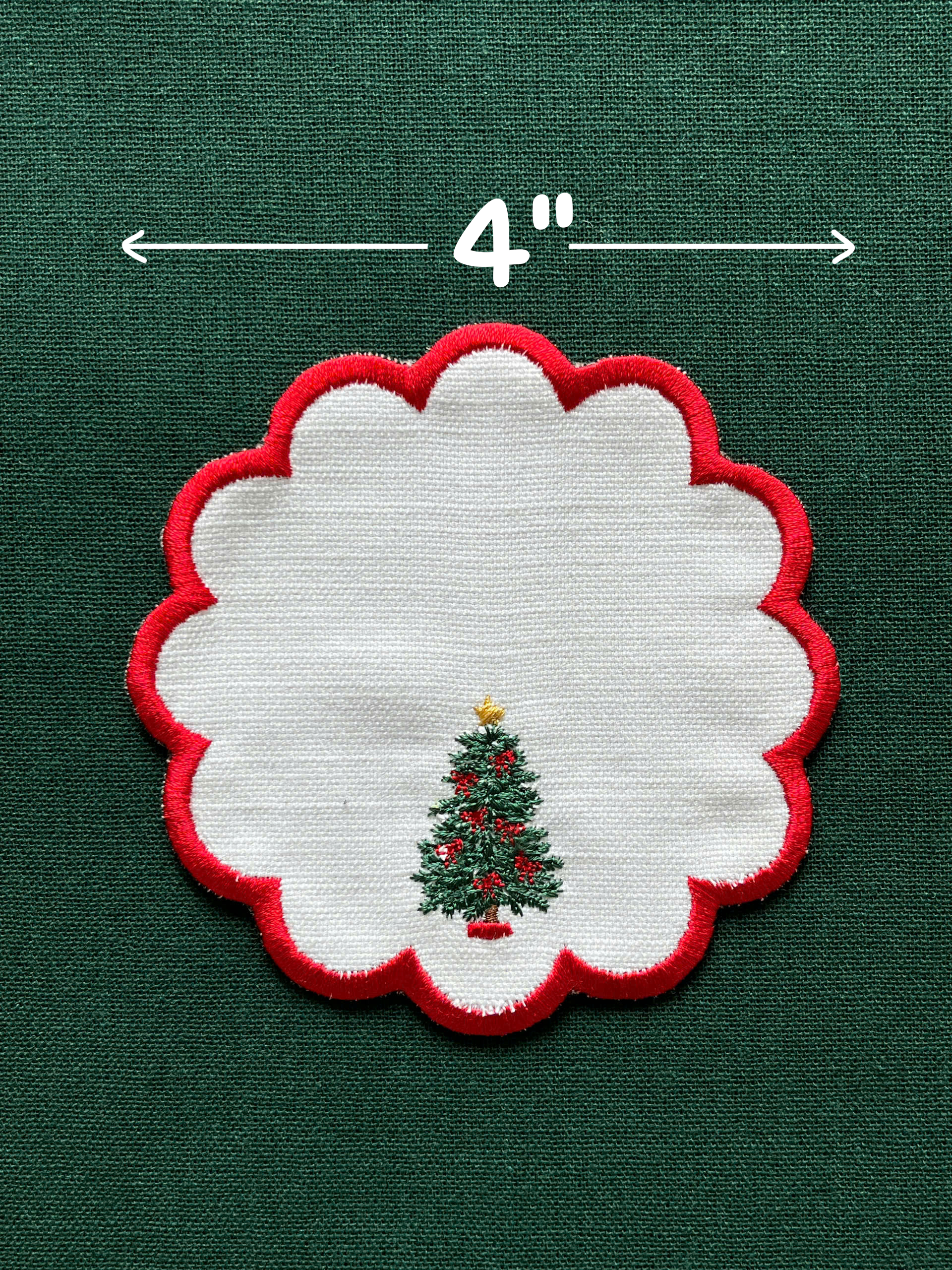 Christmas Motif Embroidered Cocktail Napkin - Set of 4