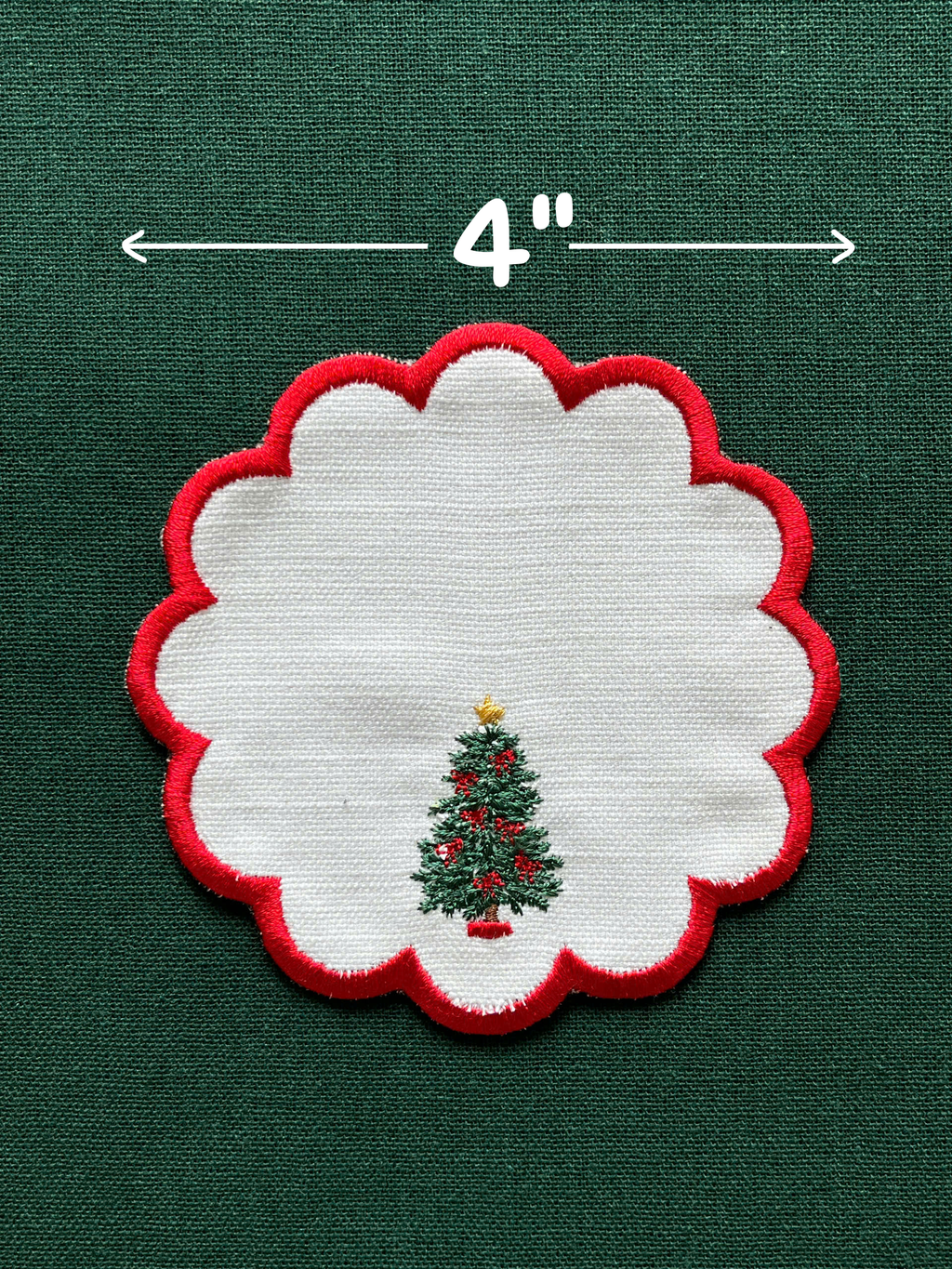 Christmas Motif Embroidered Cocktail Napkin - Set of 4