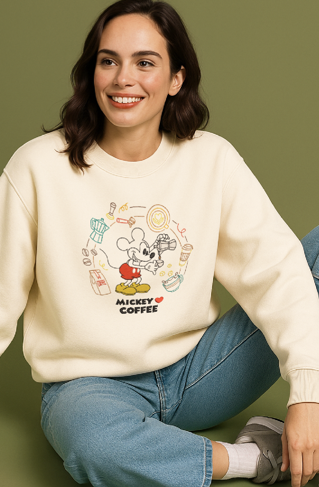 M Loves Coffee Unisex Embroidered Sweatshirt, S-3XL, 8 Colors