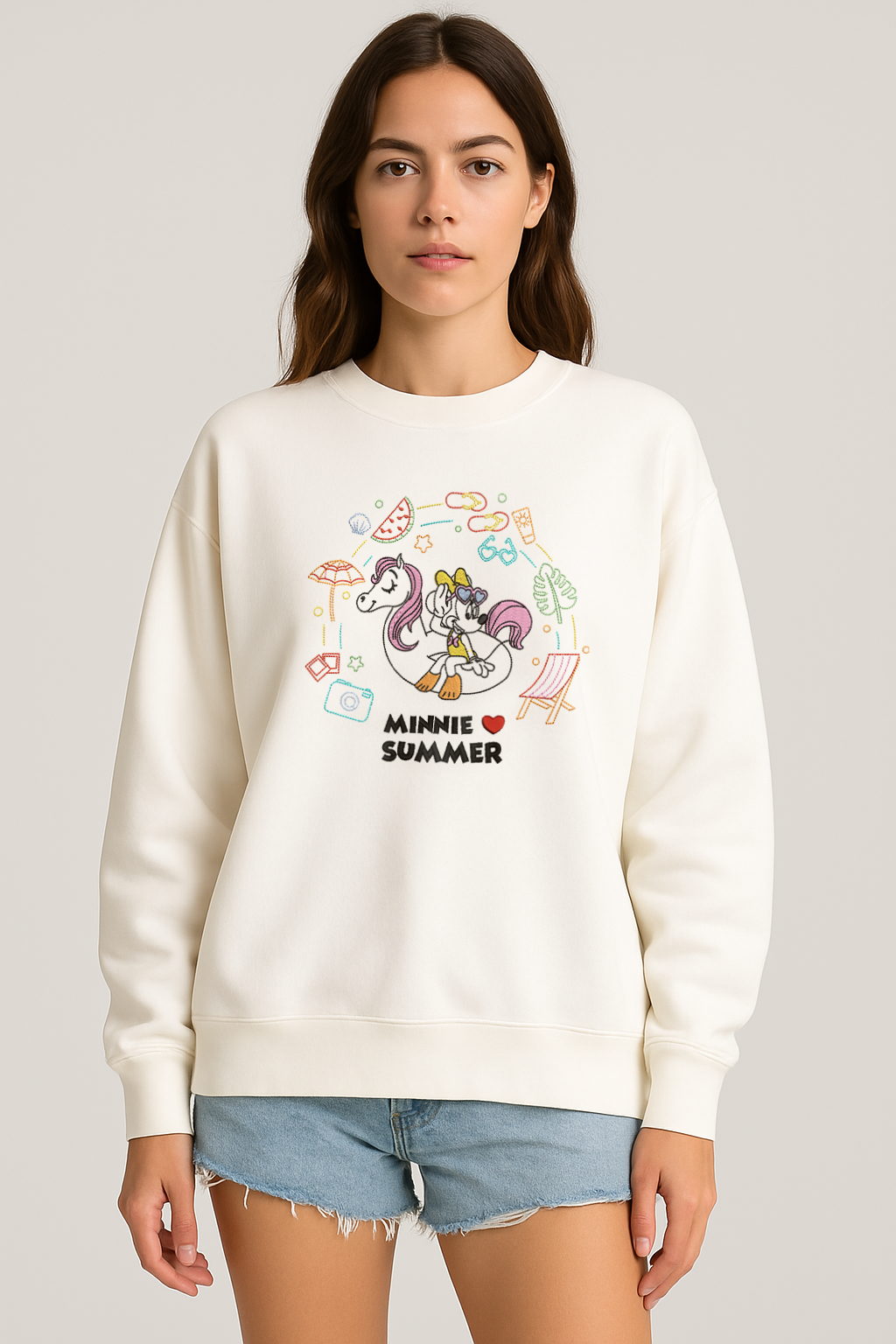 Mi Loves Summer Unisex Embroidered Sweatshirt, S-3XL, 8 Colors