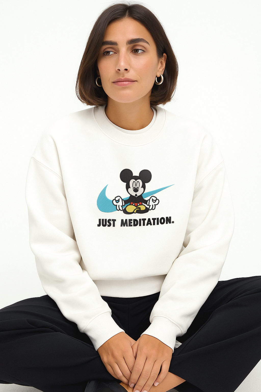 Just Meditation - M Unisex Embroidered Sweatshirt, S-3XL, 8 Colors