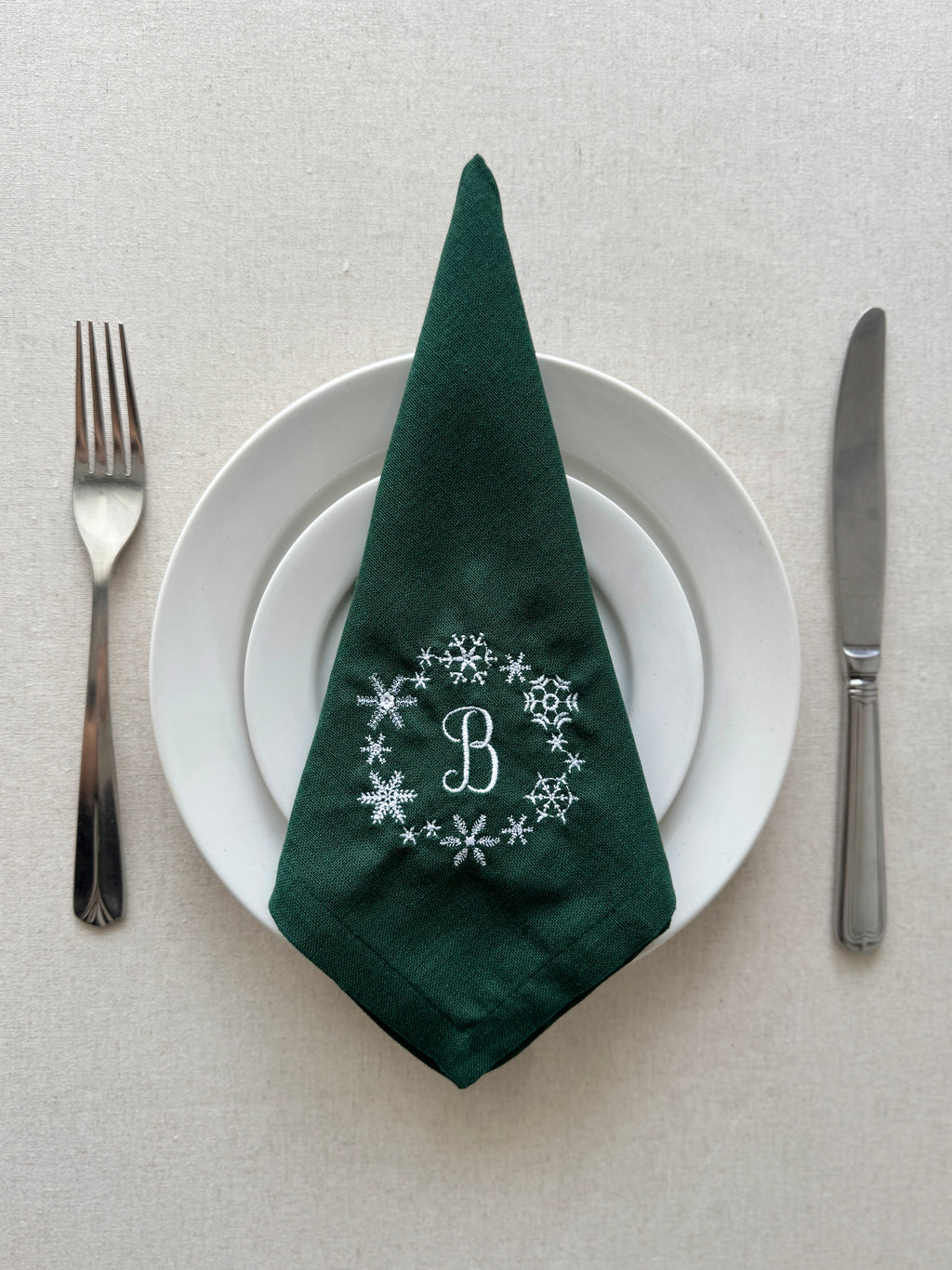 Snowflake Embroidered Napkin - Set of 4 - Customizable