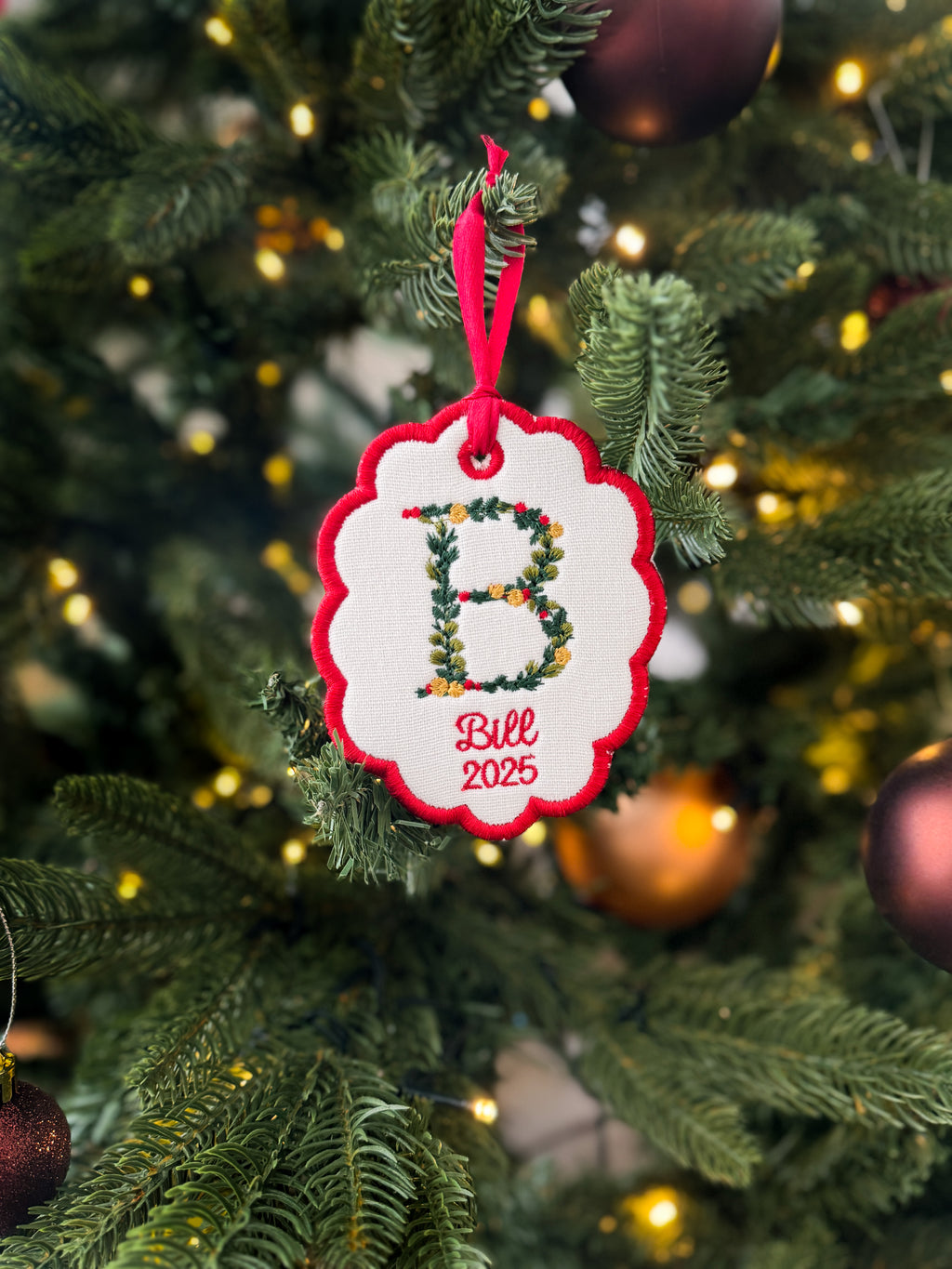 Christmas Embroidered Ornament - Customizable