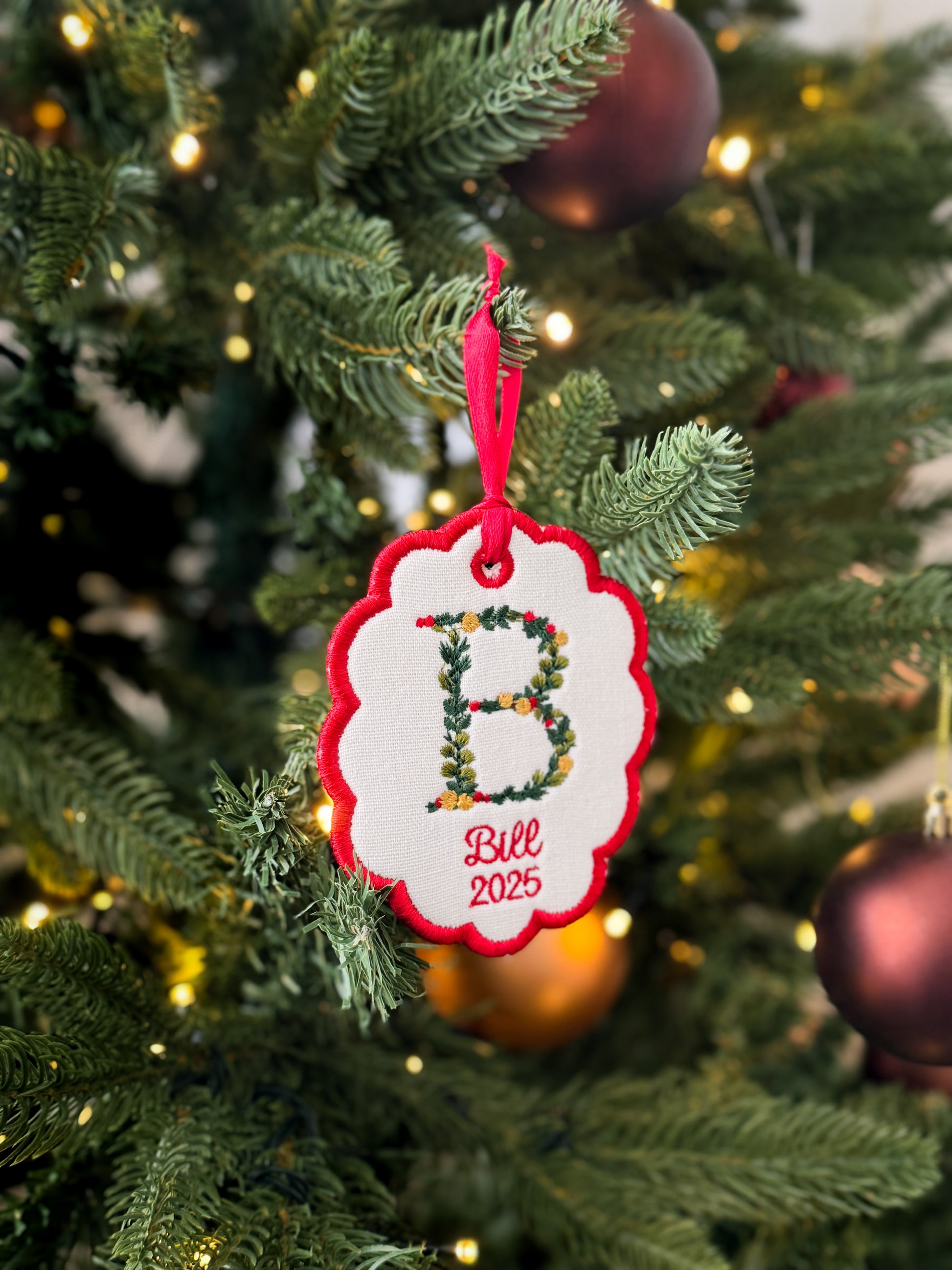 Christmas Embroidered Ornament - Customizable