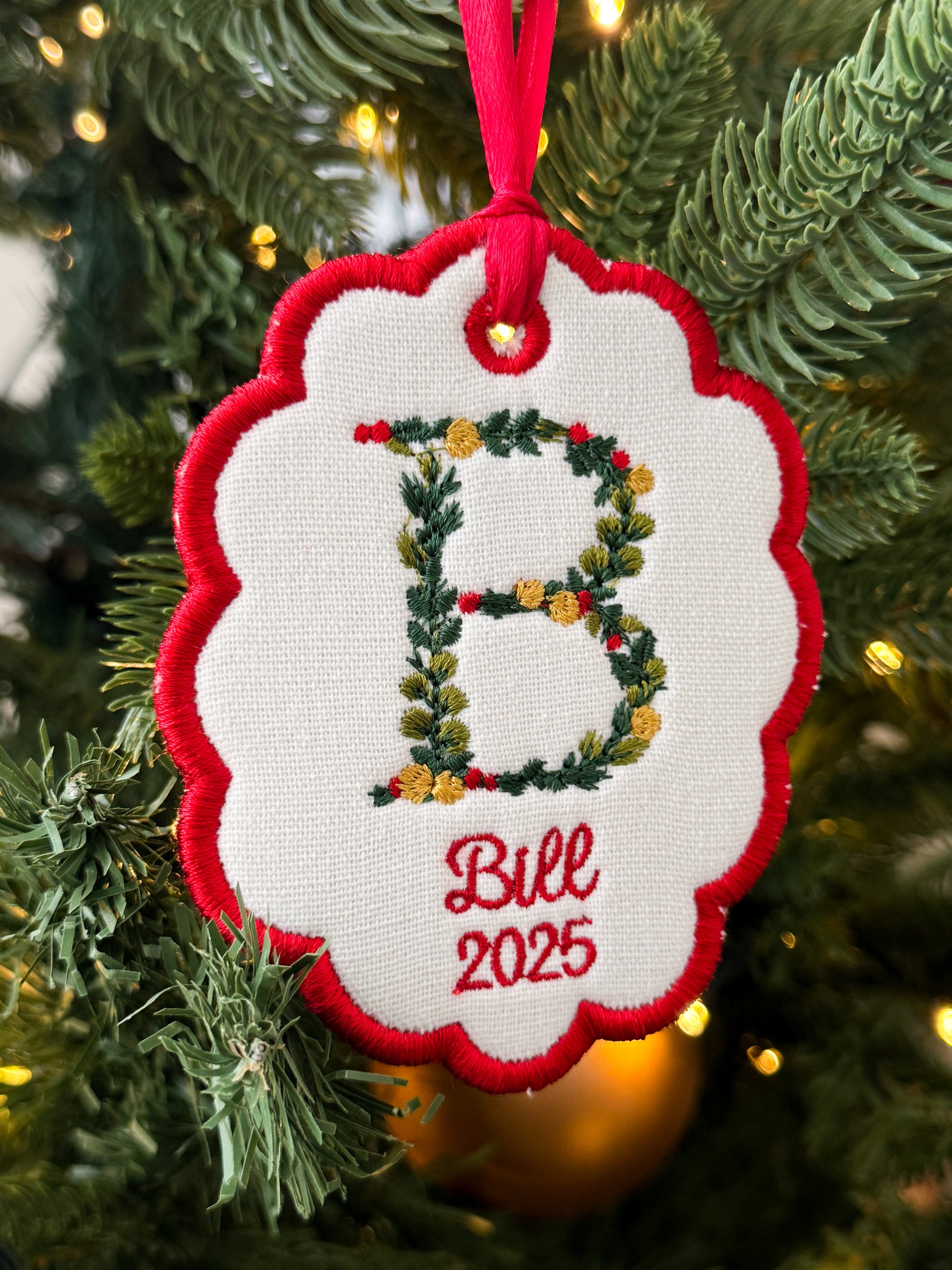 Christmas Embroidered Ornament - Customizable
