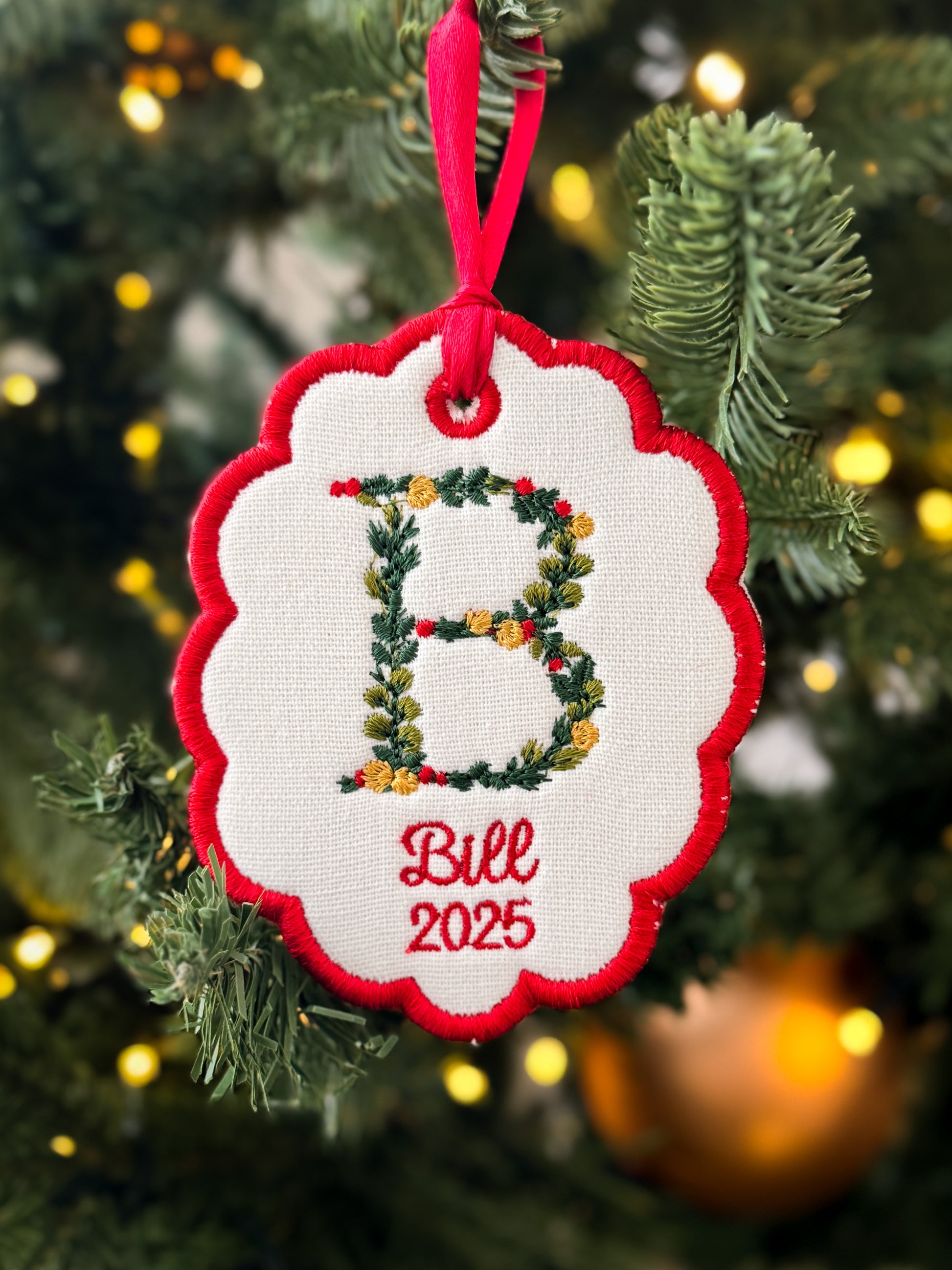 Christmas Embroidered Ornament - Customizable