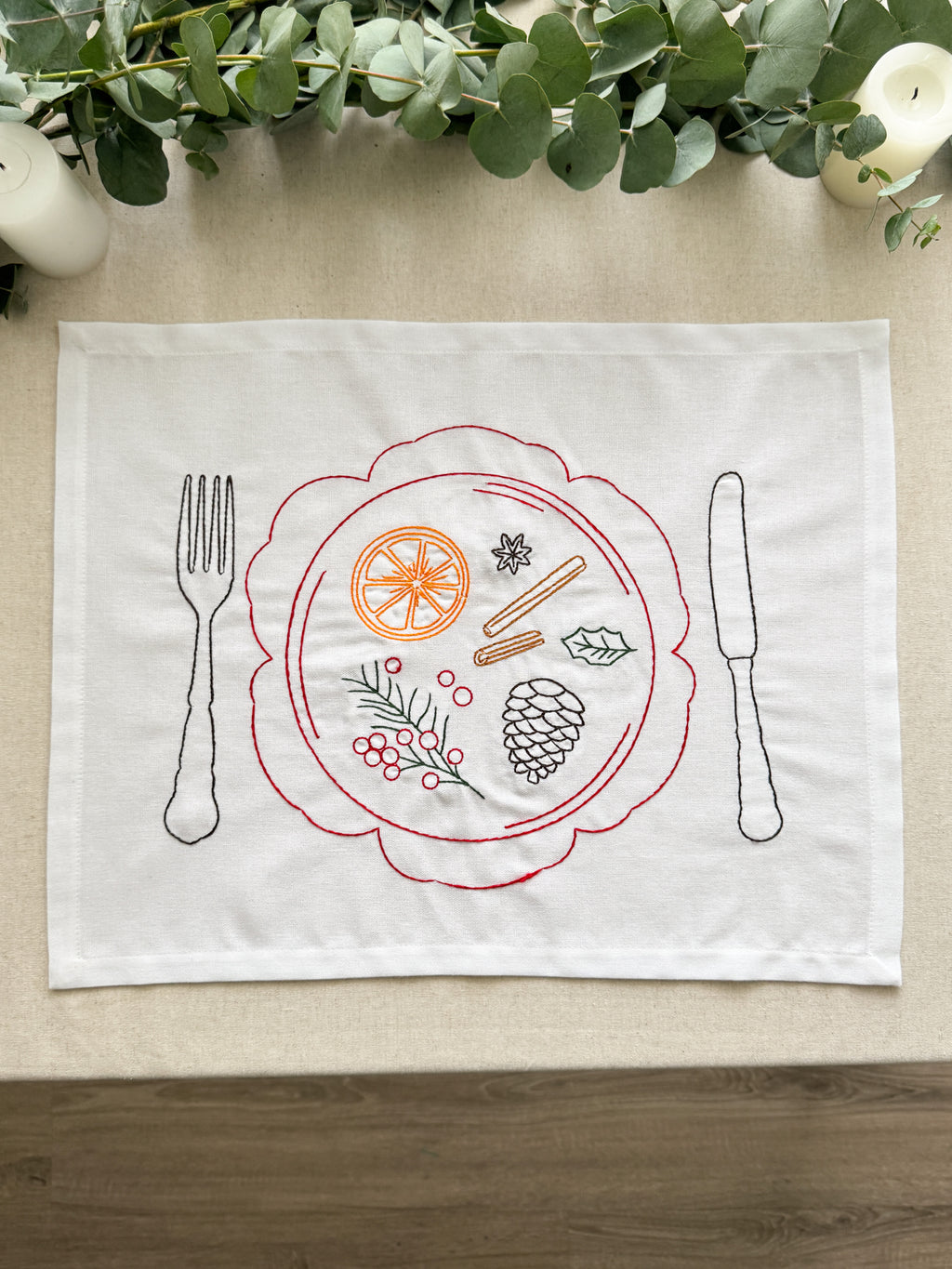 Holiday Embroidered Placemat - Set of 4