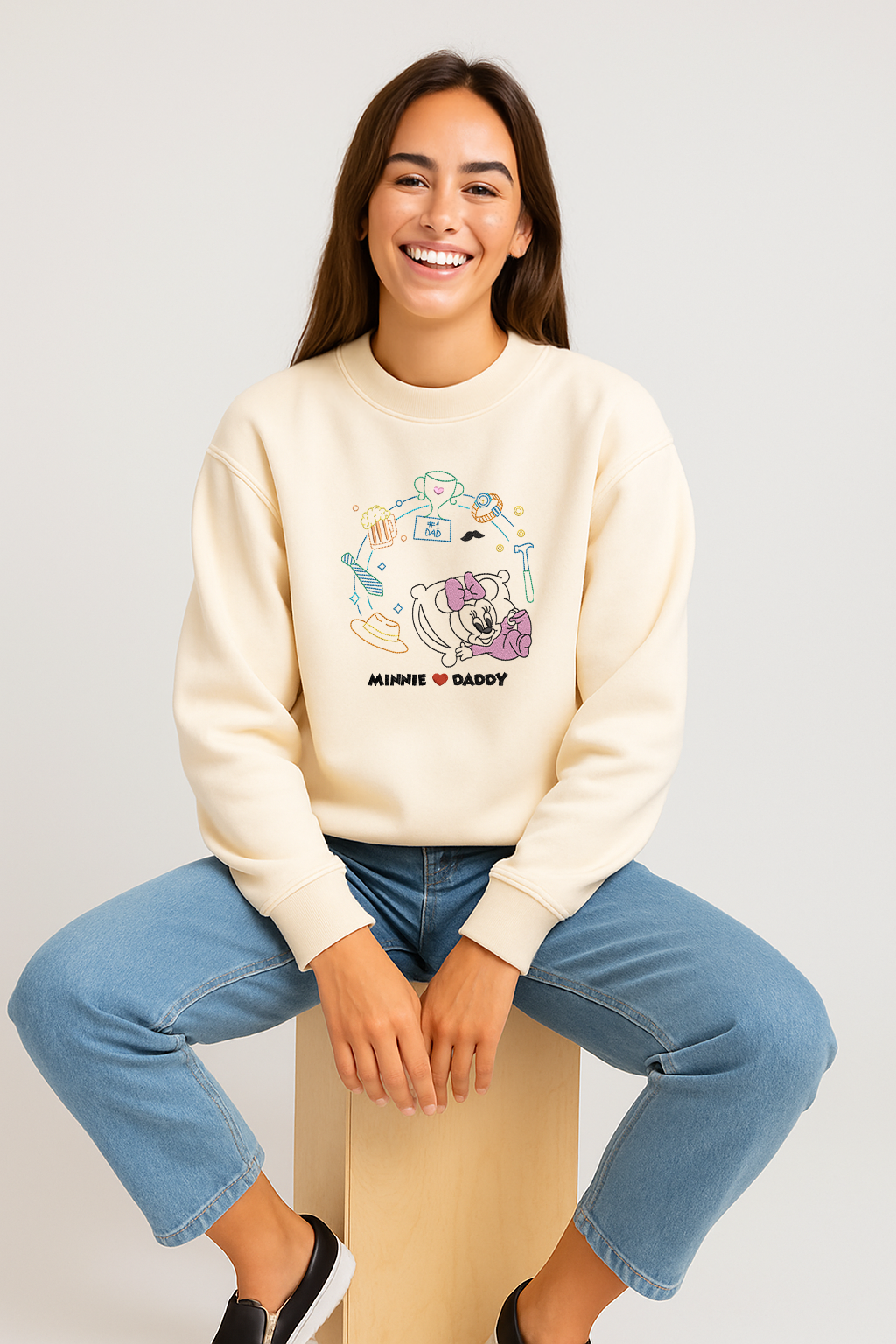 Mi Loves Daddy Unisex Embroidered Sweatshirt, S-3XL, 8 Colors