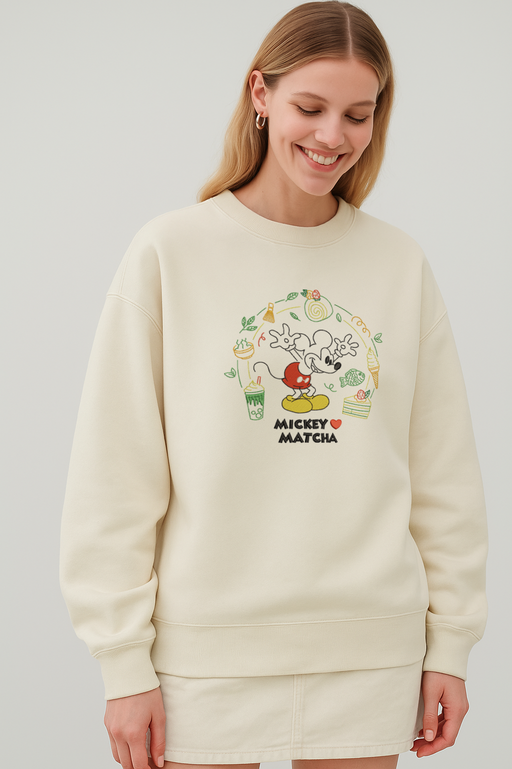 M Loves Matcha Unisex Embroidered Sweatshirt, S-3XL, 8 Colors