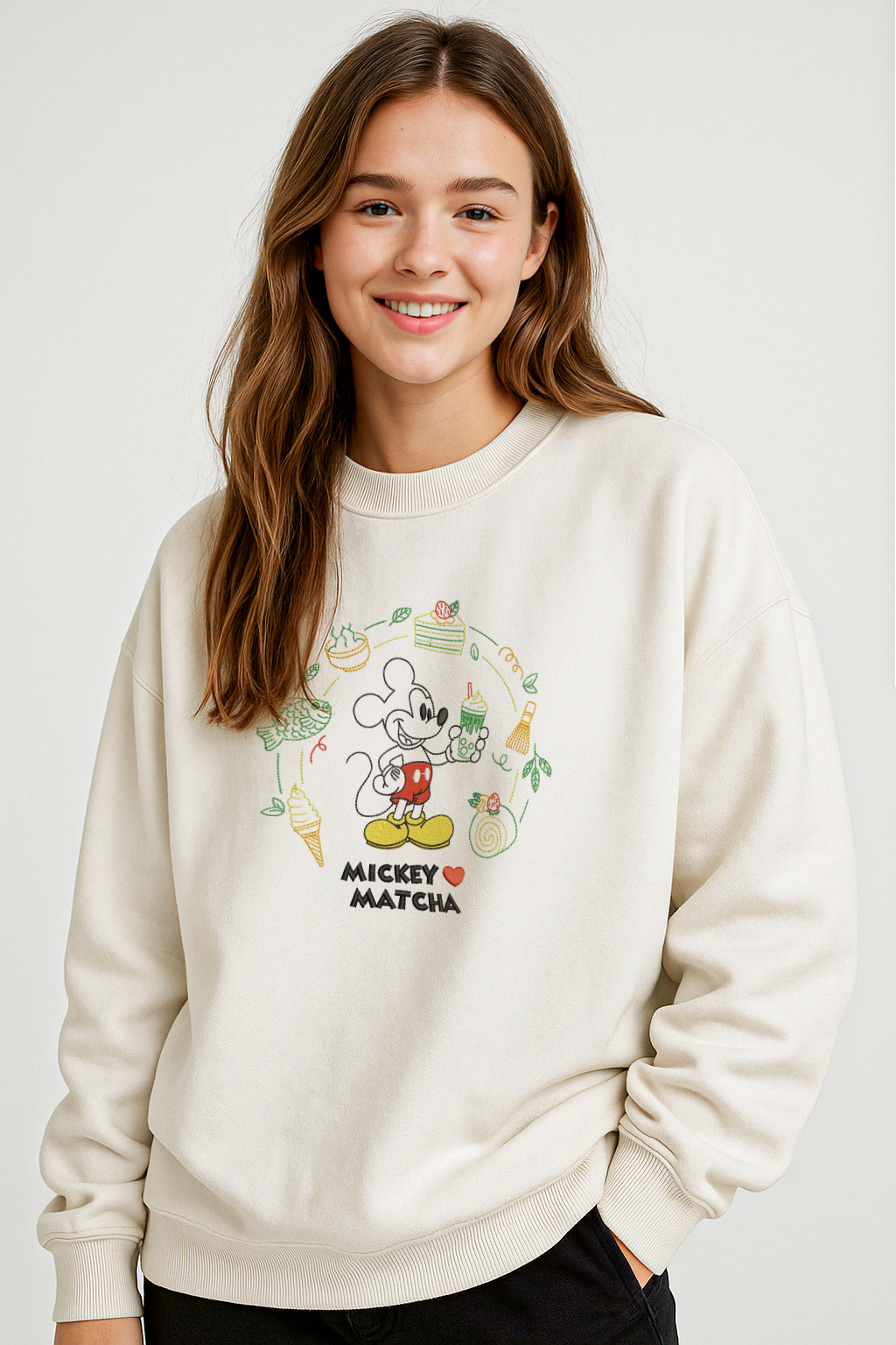 M Loves Matcha Unisex Embroidered Sweatshirt, S-3XL, 8 Colors