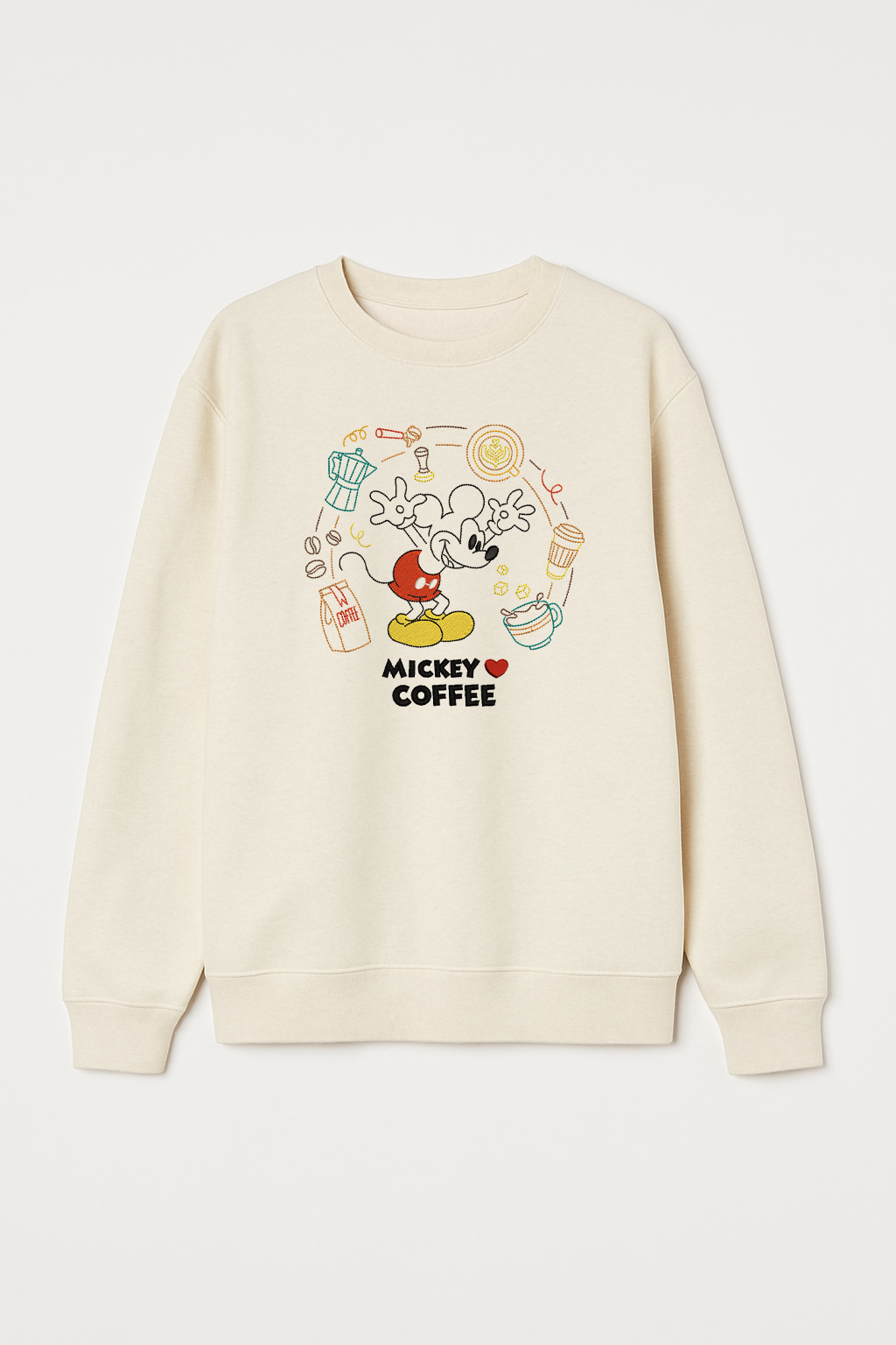 M Loves Coffee Unisex Embroidered Sweatshirt, S-3XL, 8 Colors