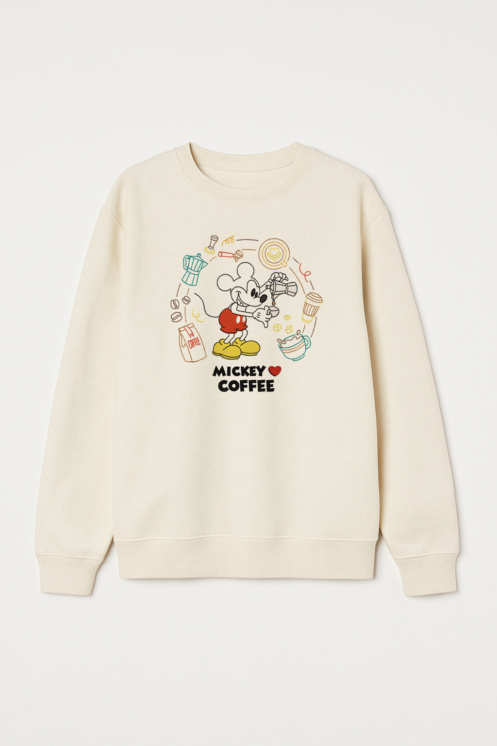 M Loves Coffee Unisex Embroidered Sweatshirt, S-3XL, 8 Colors