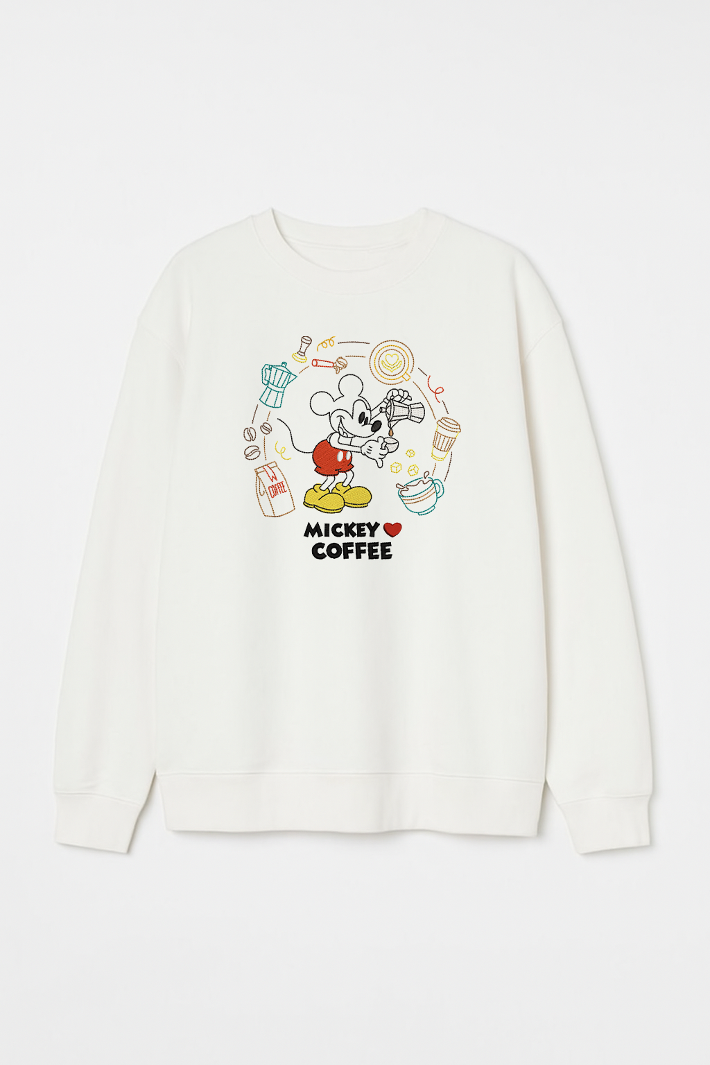 M Loves Coffee Unisex Embroidered Sweatshirt, S-3XL, 8 Colors