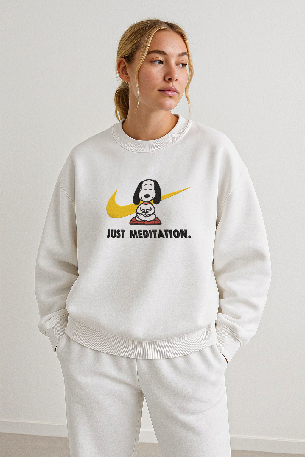 Just Meditation - S Unisex Embroidered Sweatshirt, S-3XL, 8 Colors